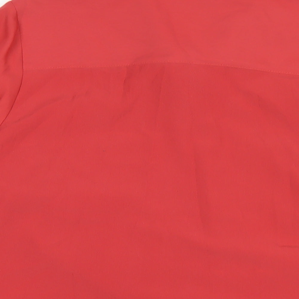 Womens UK Size 14 Classic Red Basic Button-Up