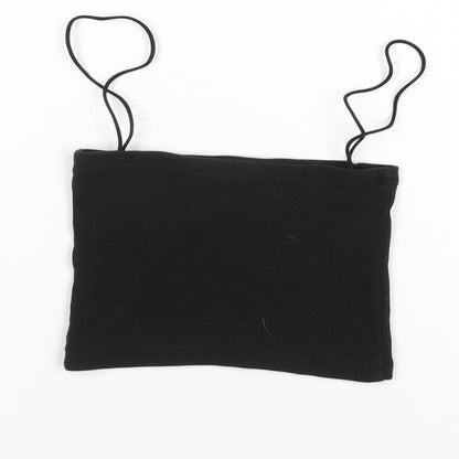 Womens UK Size S Zara Black Cropped T-Shirt