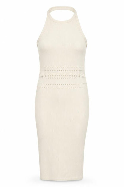 Bershka Womens Beige Polyamide Bodycon Size M Halter Pullover