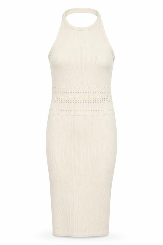 Bershka Womens Beige Polyamide Bodycon Size M Halter Pullover