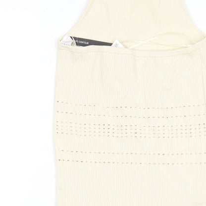 Bershka Womens Beige Polyamide Bodycon Size M Halter Pullover