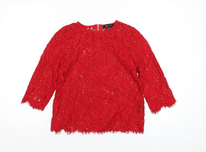 Womens UK Size 10 New Look Red Basic T-Shirt