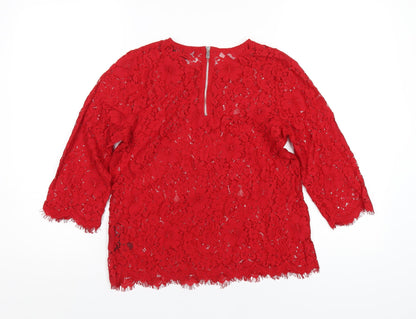 Womens UK Size 10 New Look Red Basic T-Shirt