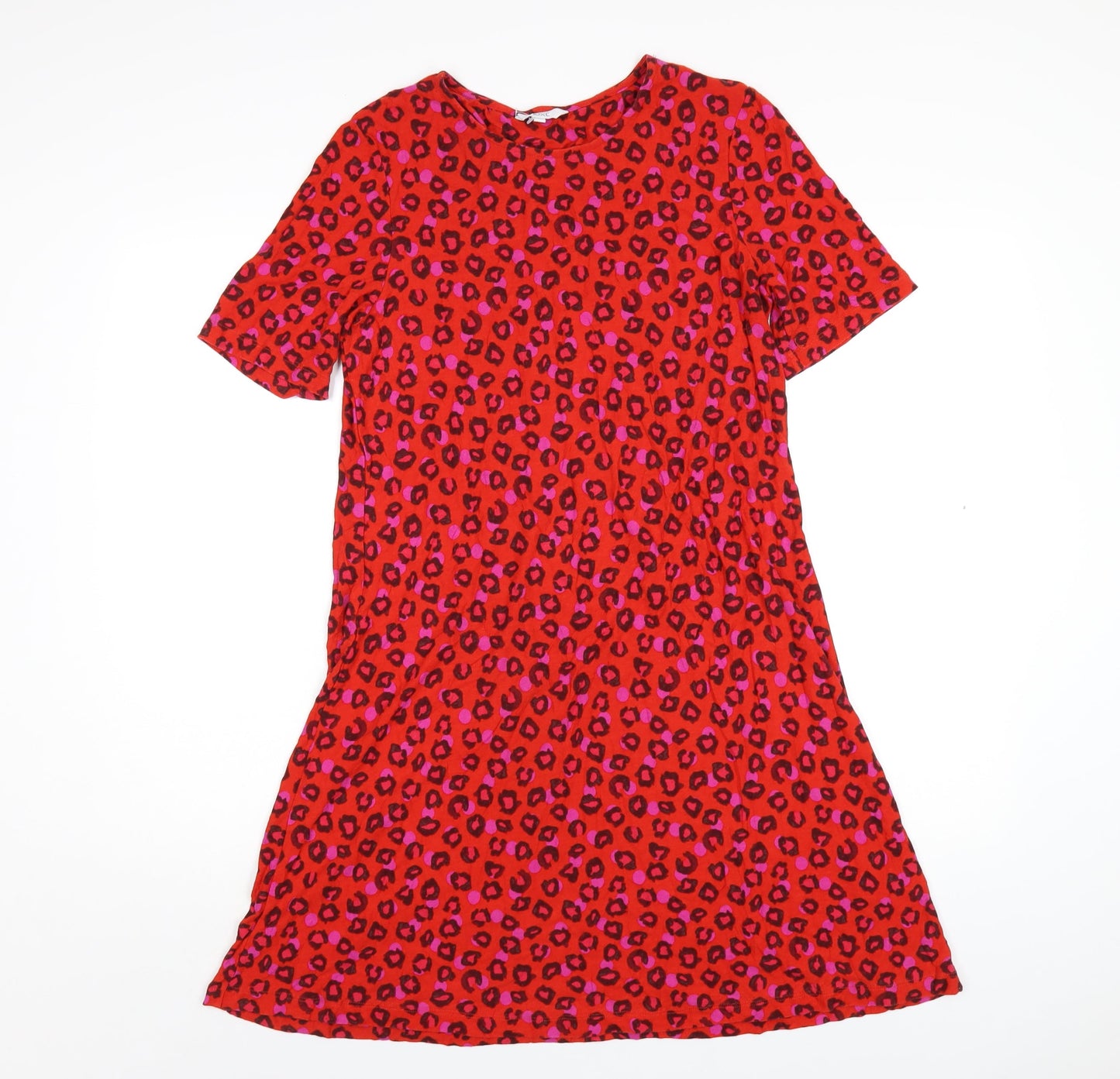 NEXT Womens Red Animal Print Viscose A-Line Size 14 Round Neck Pullover
