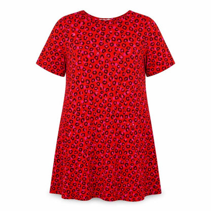 NEXT Womens Red Animal Print Viscose A-Line Size 14 Round Neck Pullover
