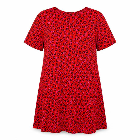 NEXT Womens Red Animal Print Viscose A-Line Size 14 Round Neck Pullover