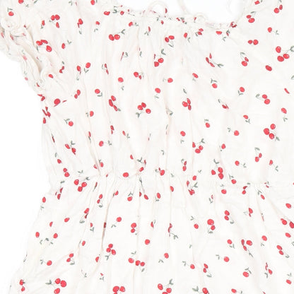 Clockhouse Womens White Geometric Viscose A-Line Size 12 Scoop Neck Pullover