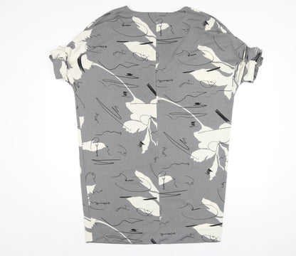 NEXT Womens Grey Geometric Polyester T-Shirt Dress Size 12 Round Neck Pullover