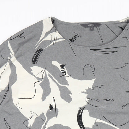 NEXT Womens Grey Geometric Polyester T-Shirt Dress Size 12 Round Neck Pullover