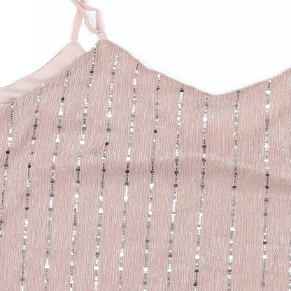 Boohoo Womens Pink Polyester Camisole T-Shirt Size 24 V-Neck