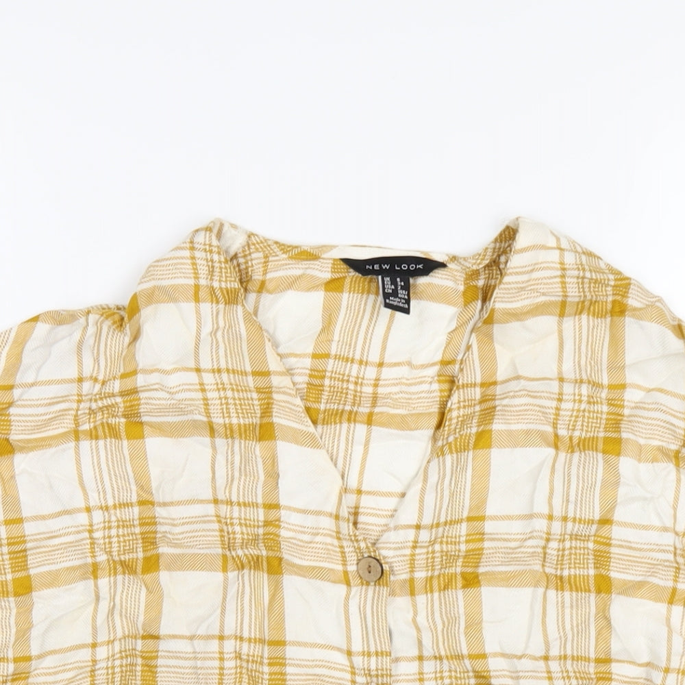 Womens UK Size 6 New Look Yellow Basic T-Shirt