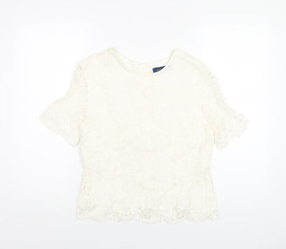 Womens UK Size 14 Debenhams Ivory Basic T-Shirt