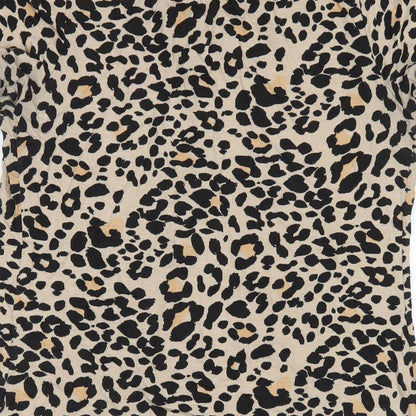 New Look Womens Beige Animal Print Viscose A-Line Size 12 V-Neck Pullover