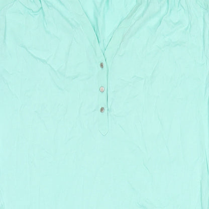 Sandwich Womens Green Cotton A-Line Size 10 V-Neck Pullover