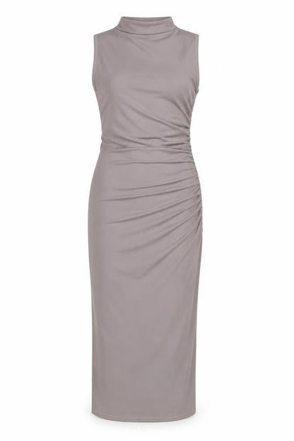 Boohoo Womens Grey Polyester Bodycon Size 8 Mock Neck Pullover