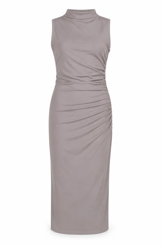 Boohoo Womens Grey Polyester Bodycon Size 8 Mock Neck Pullover