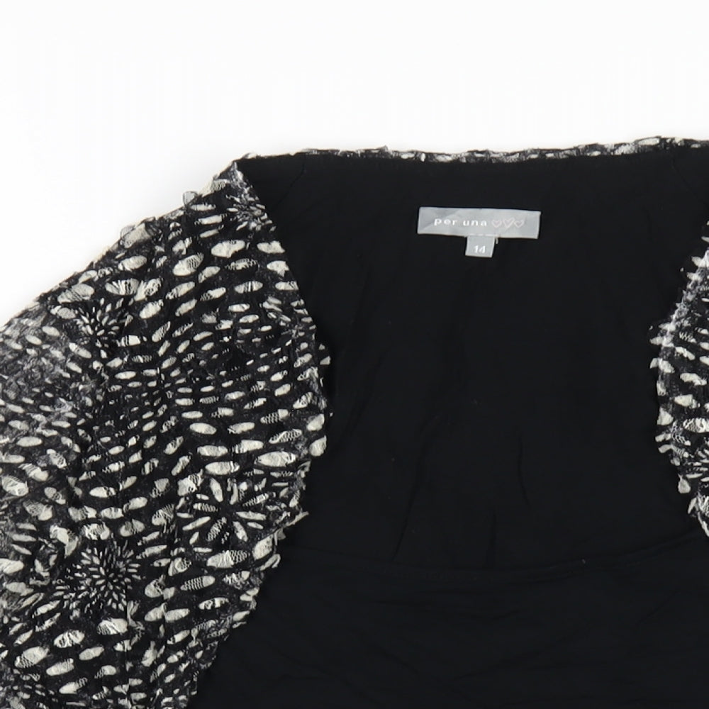 Womens UK Size 14 Per Una Black Basic T-Shirt