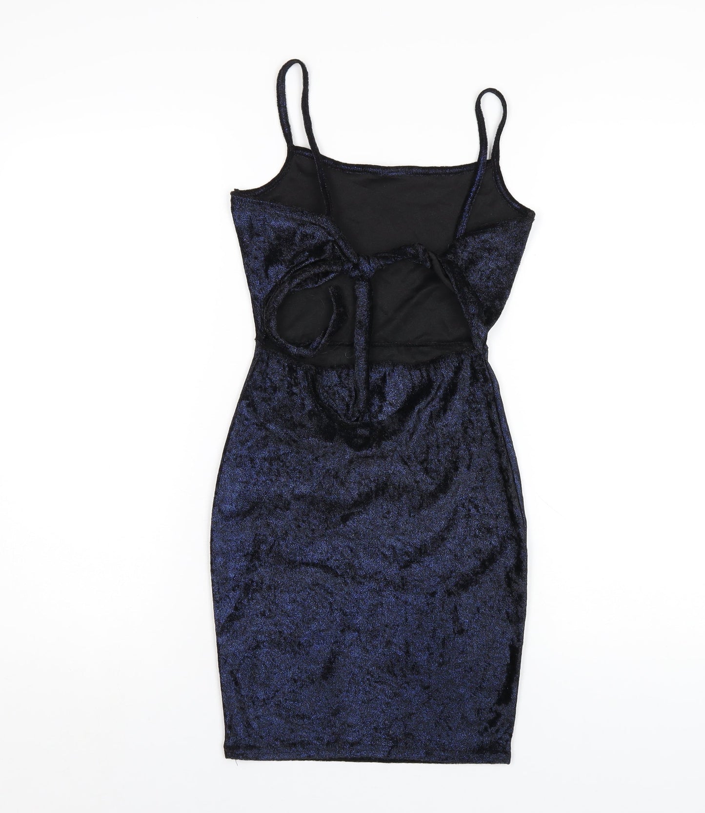 PRETTYLITTLETHING Womens Blue Polyester Bodycon Size 4 Square Neck Pullover