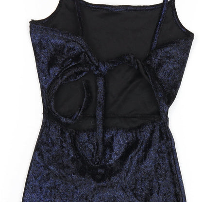 PRETTYLITTLETHING Womens Blue Polyester Bodycon Size 4 Square Neck Pullover