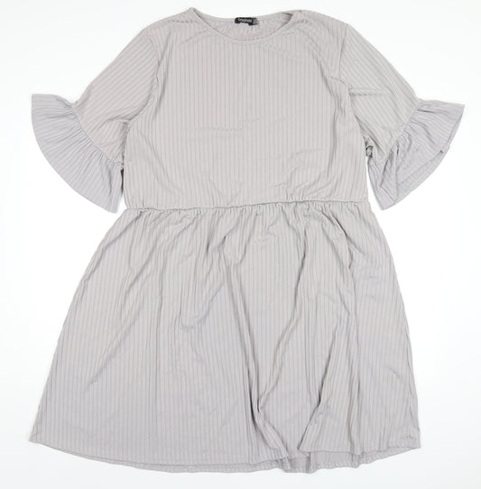 Boohoo Womens Grey Polyester A-Line Size 24 Round Neck Pullover