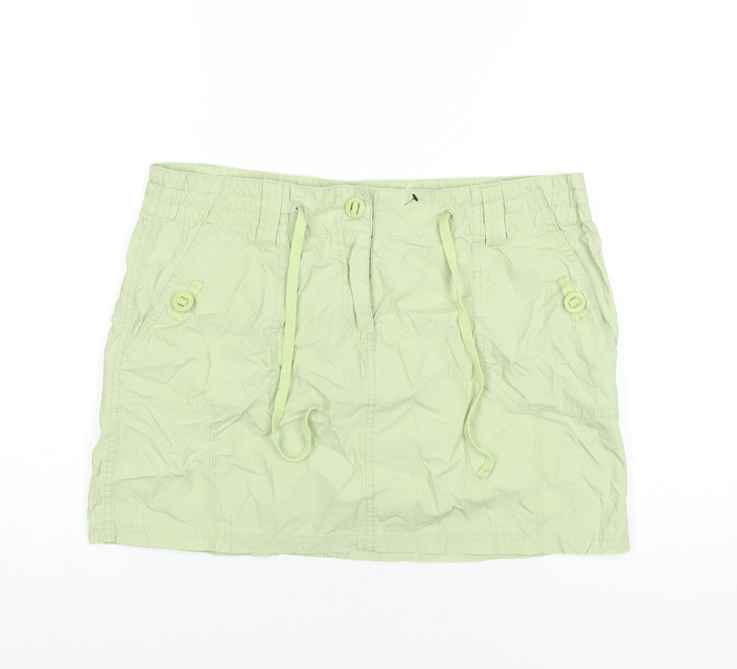 Dorothy Perkins Womens Green Cotton A-Line Skirt Size 14 Zip