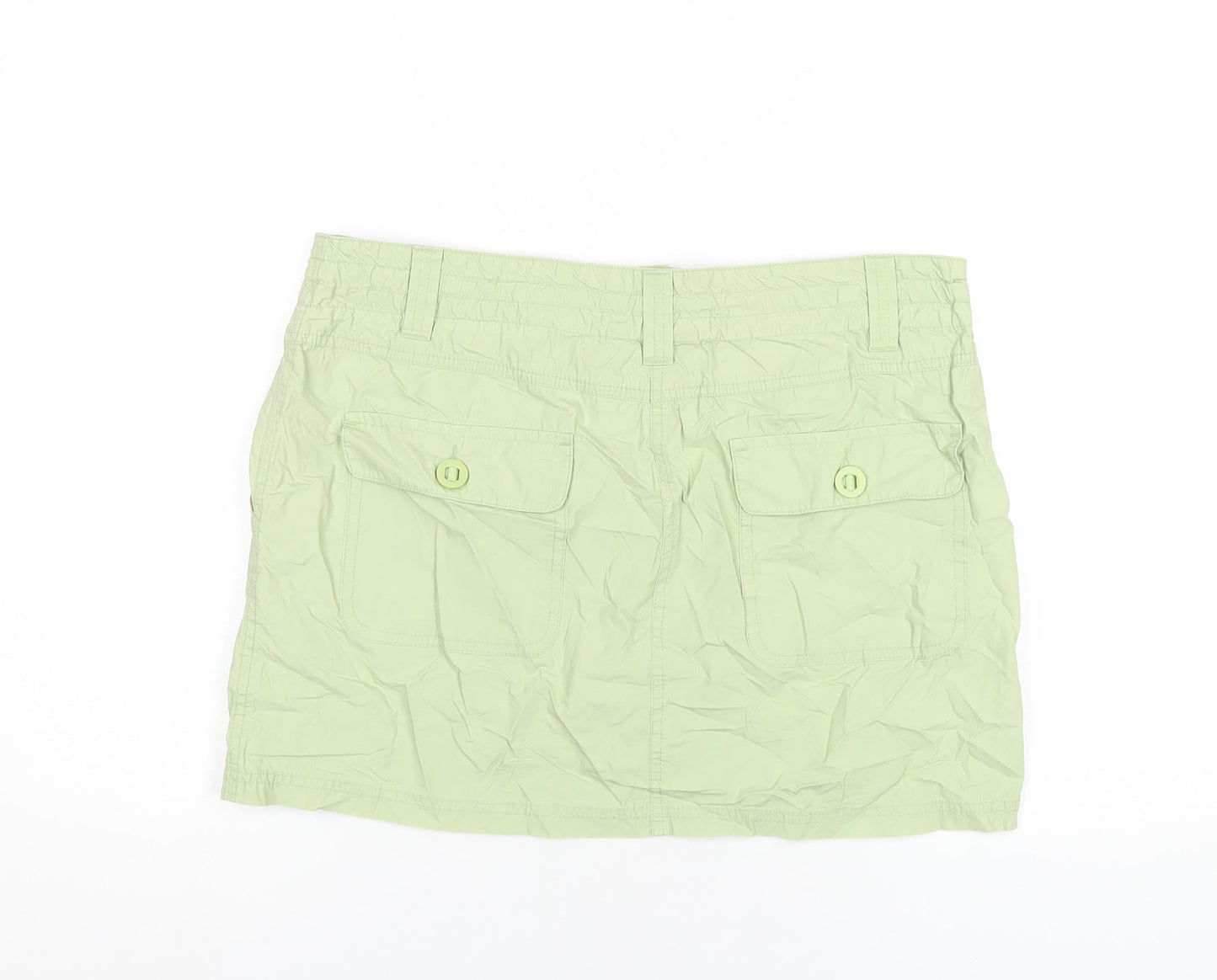 Dorothy Perkins Womens Green Cotton A-Line Skirt Size 14 Zip