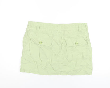 Dorothy Perkins Womens Green Cotton A-Line Skirt Size 14 Zip