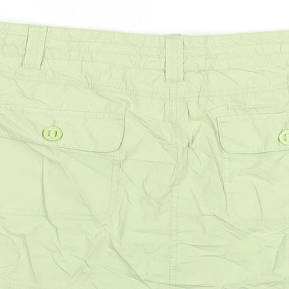 Dorothy Perkins Womens Green Cotton A-Line Skirt Size 14 Zip