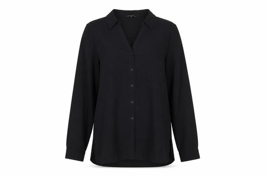 Debenhams Womens Black Polyester Basic Button-Up Size 10 Collared