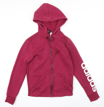Addidas Womens Pink Polyester Full Zip Hoodie Size S Zip