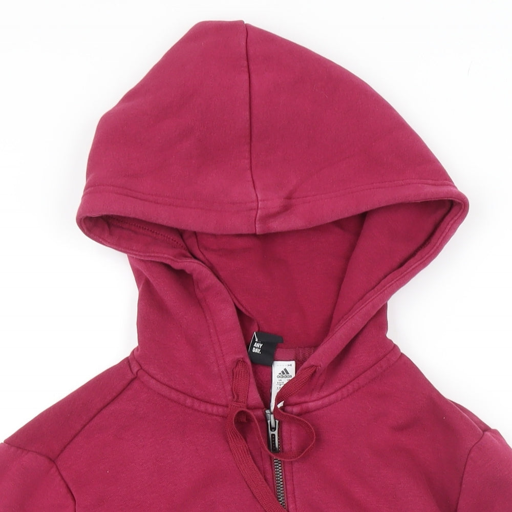 Addidas Womens Pink Polyester Full Zip Hoodie Size S Zip