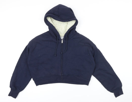 Hollister Womens Black Polyamide Fibre Full Zip Hoodie Size XS Zip - Fleece lining