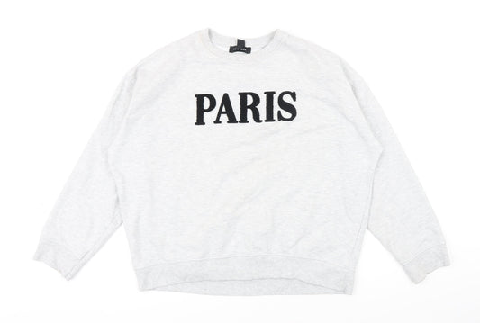 H&M Womens Grey Cotton Pullover Sweatshirt Size M - Paris