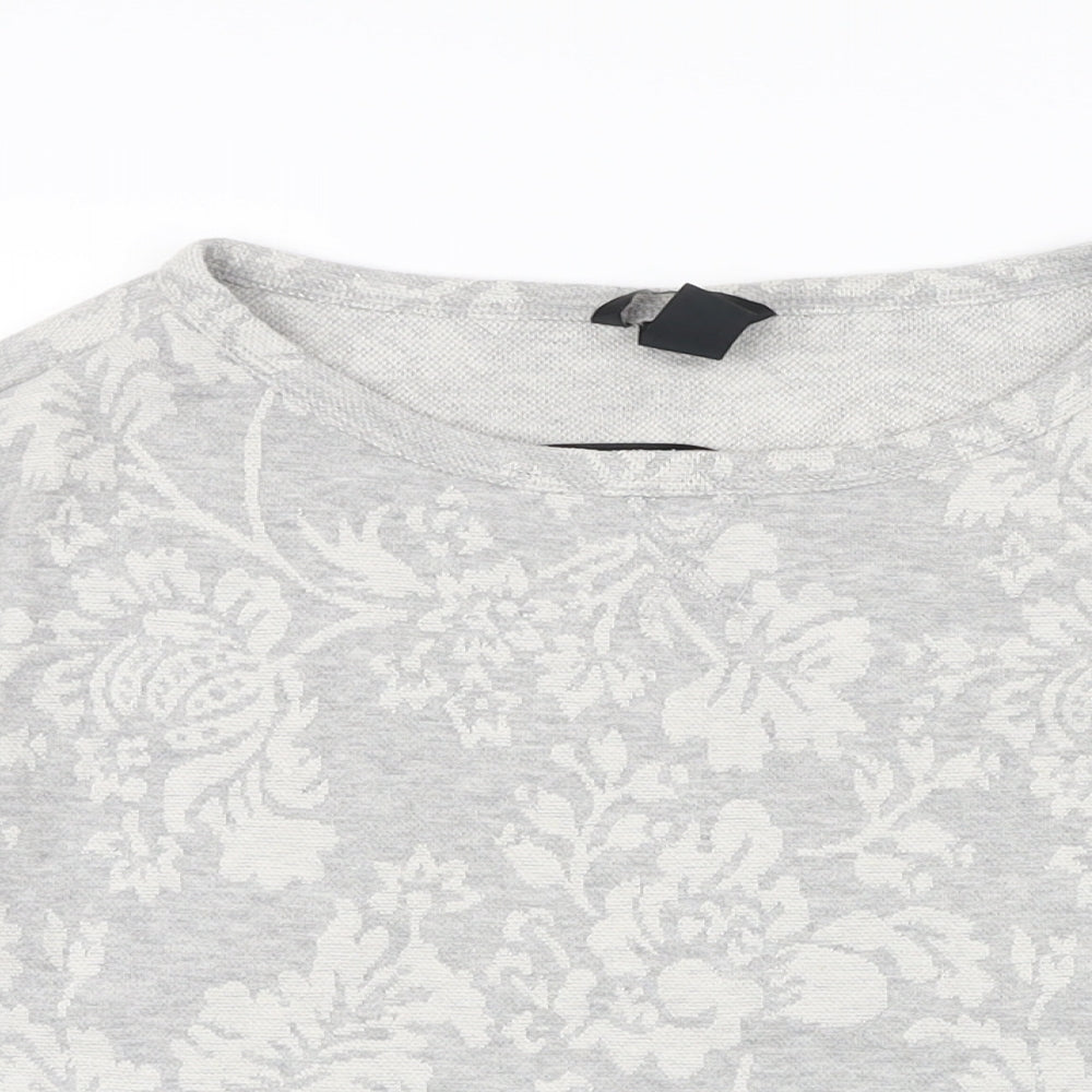 H&M Womens Grey Floral Polyester Pullover Sweatshirt Size S