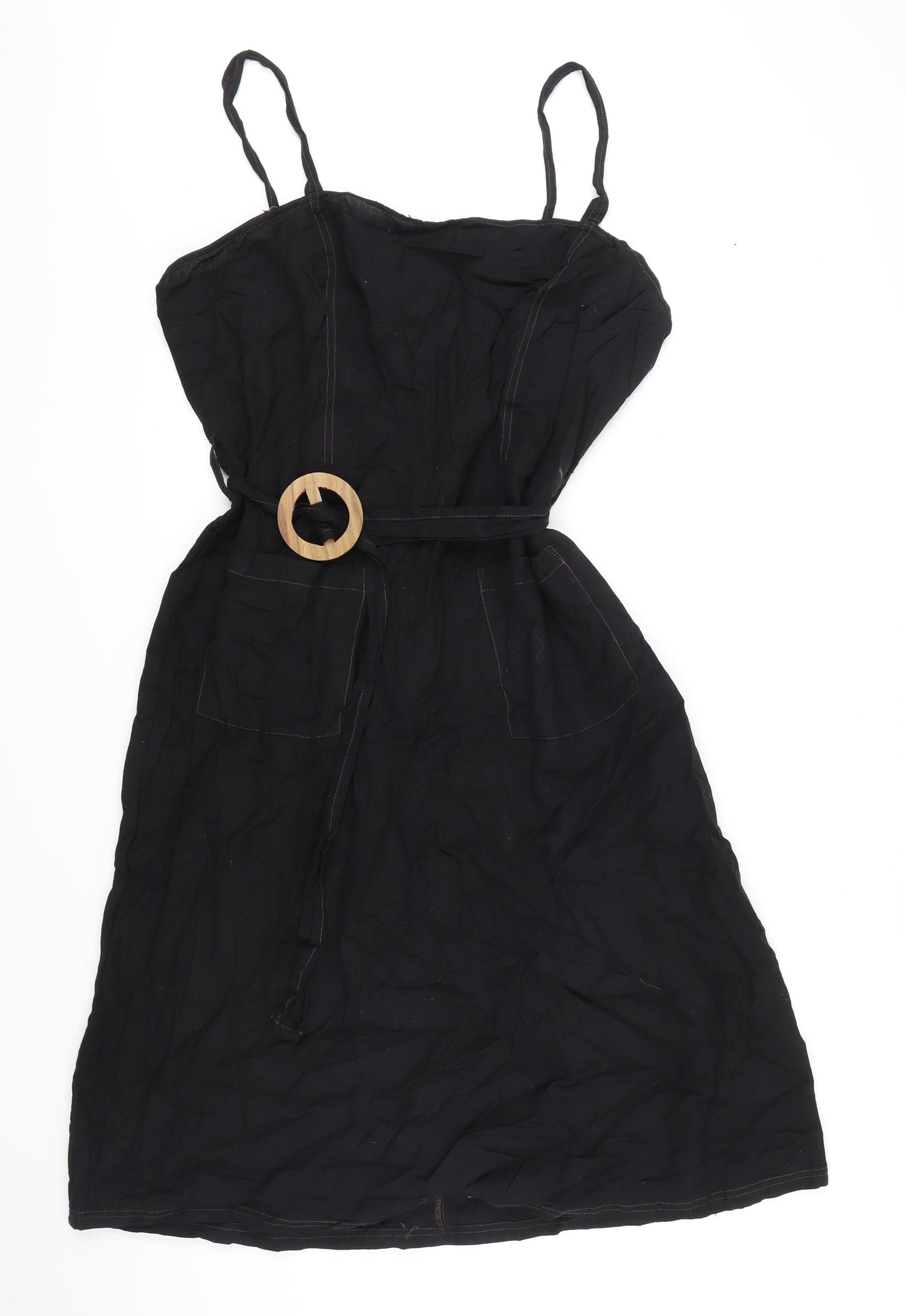 ASOS Womens Black Cotton A-Line Size 18 Square Neck