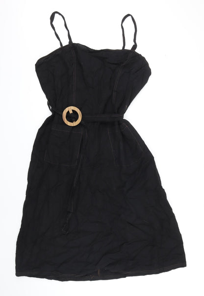 ASOS Womens Black Cotton A-Line Size 18 Square Neck