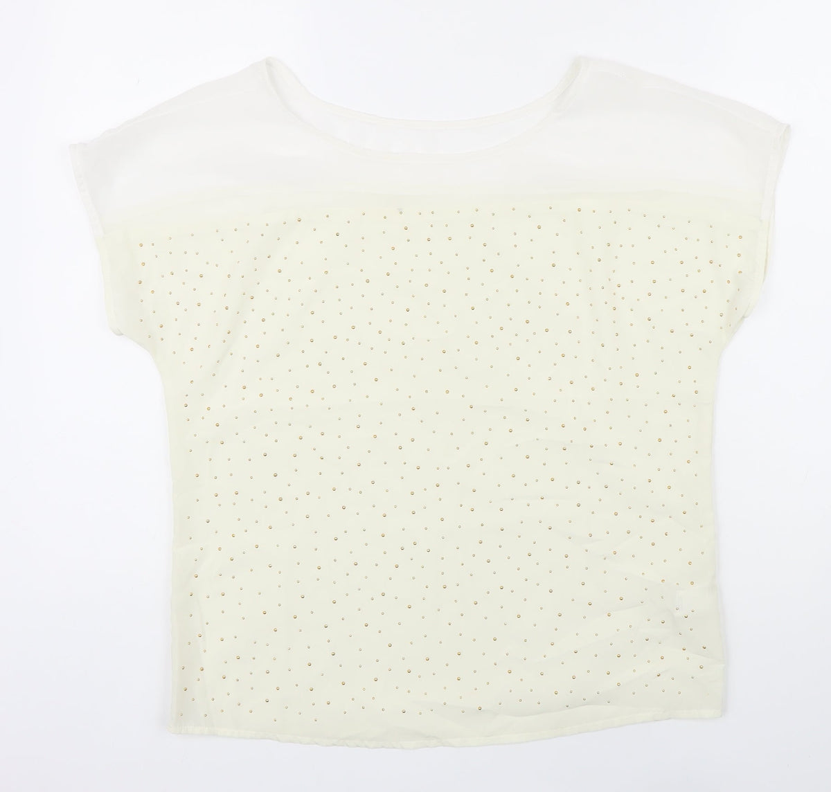 bysi Womens Ivory Polyester Tunic Blouse Size 8 Scoop Neck