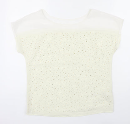 bysi Womens Ivory Polyester Tunic Blouse Size 8 Scoop Neck
