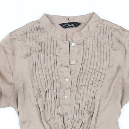 Dorothy Perkins Womens Beige Polyester Shirt Dress Size 12 Collared Button