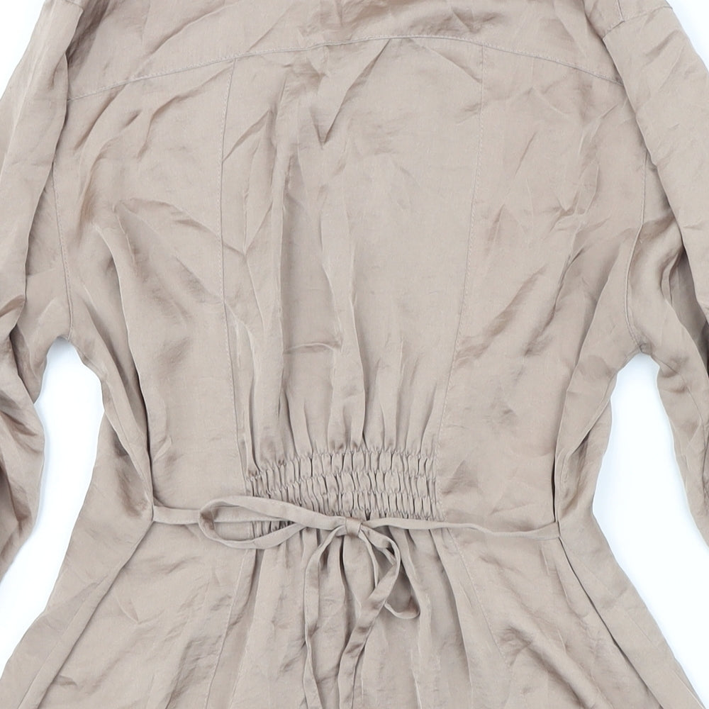 Dorothy Perkins Womens Beige Polyester Shirt Dress Size 12 Collared Button