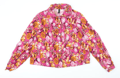 YAS Womens Multicoloured Floral Jacket Size M Button