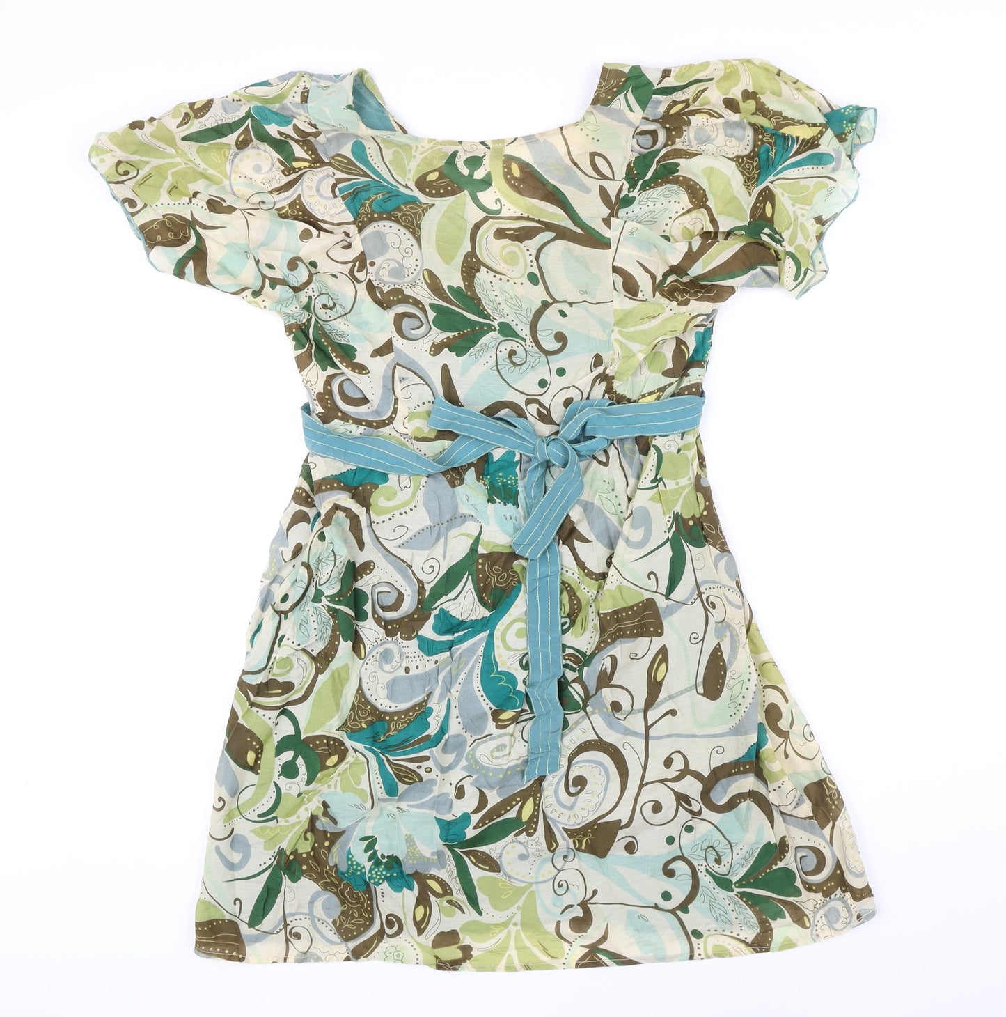 Fever Womens Multicoloured Floral Cotton A-Line Size 14 V-Neck Zip