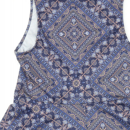 New Look Womens Multicoloured Geometric Polyester A-Line Size 12 Scoop Neck