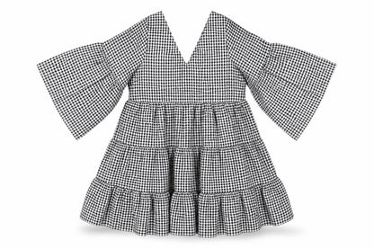 Boohoo Womens Black Gingham Polyester A-Line Size 12 V-Neck