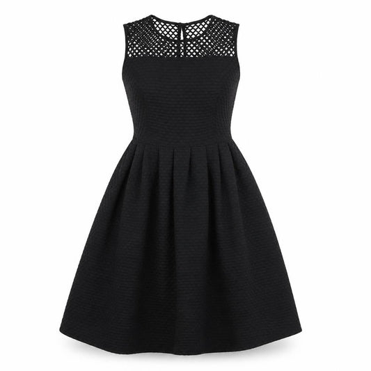 Marks & Spencer Womens Black Polyester A-Line Size 8 Boat Neck Button