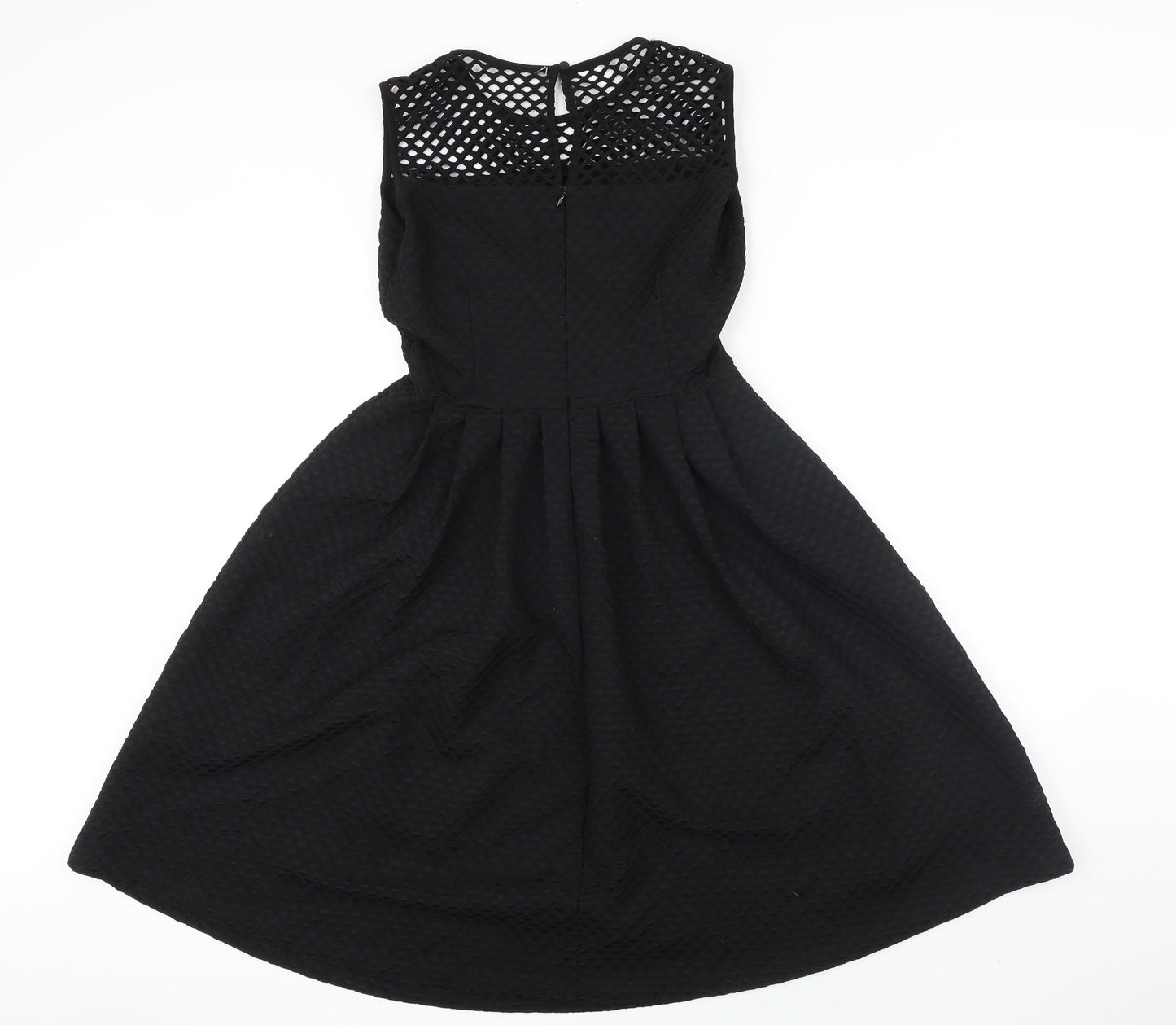 M&S Womens Black Polyester A-Line Size 8 Boat Neck Button