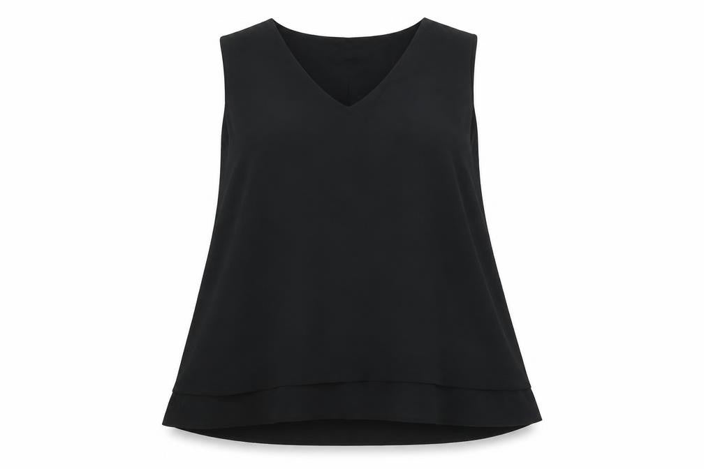 Marks & Spencer Womens Black Polyester Tunic Blouse Size 12 Scoop Neck