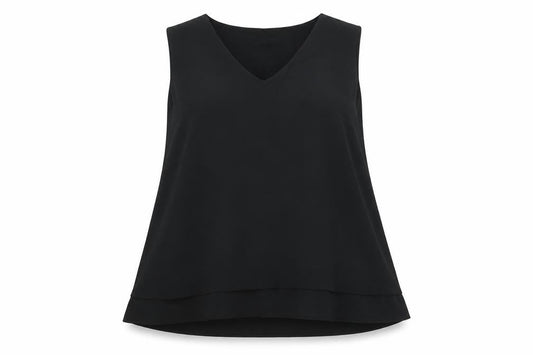 Marks & Spencer Womens Black Polyester Tunic Blouse Size 12 Scoop Neck