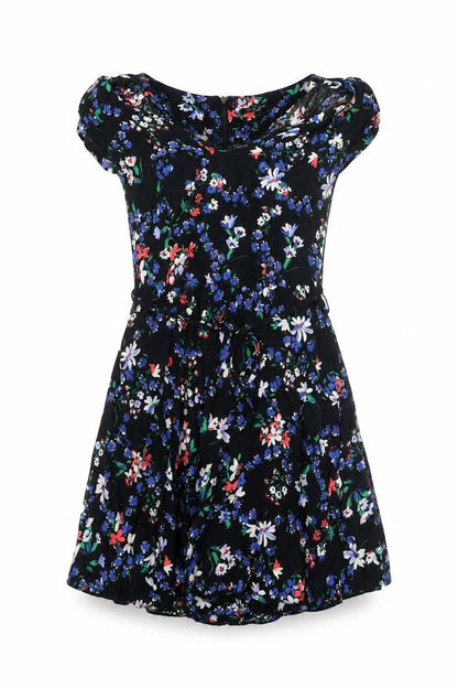New Look Womens Multicoloured Floral Viscose A-Line Size 8 Boat Neck