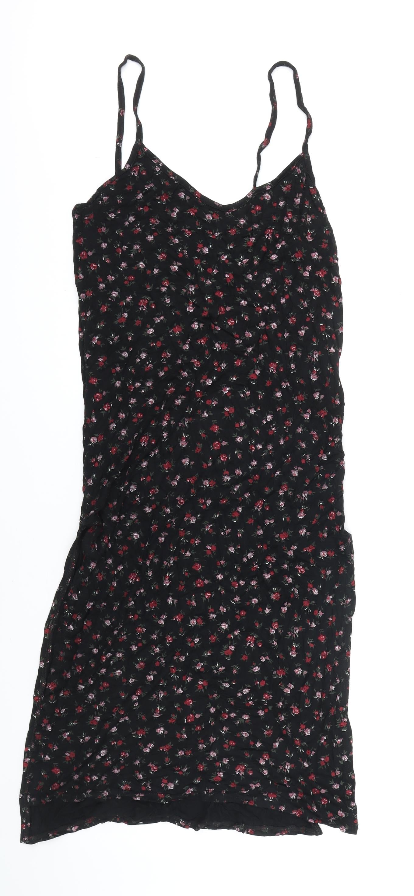 PRETTYLITTLETHING Womens Multicoloured Floral Polyester Tank Dress Size 12 Sweetheart - Side splits